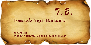 Tomcsányi Barbara névjegykártya